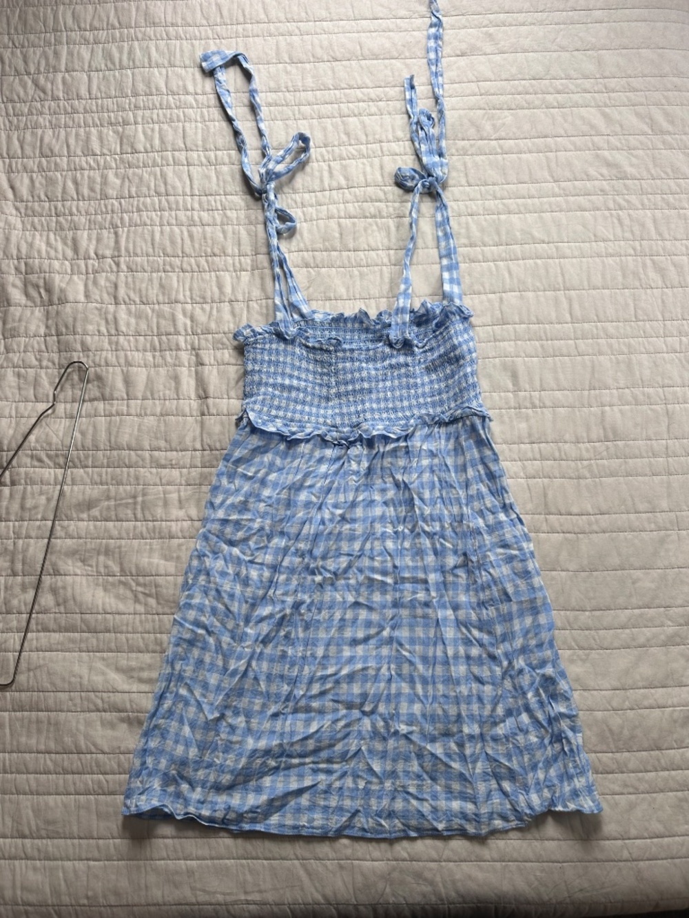 Reformation Cotton Gingham Tie Strap Mini Dress Large - Picture 4 of 5